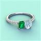 3 - Galina 7x5 mm Emerald Cut Emerald and 8x6 mm Oval Aquamarine 2 Stone Duo Ring 