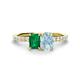 1 - Galina 7x5 mm Emerald Cut Emerald and 8x6 mm Oval Aquamarine 2 Stone Duo Ring 