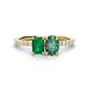 1 - Galina 7x5 mm Emerald Cut Emerald and 8x6 mm Oval Lab Created Alexandrite 2 Stone Duo Ring 