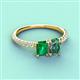 3 - Galina 7x5 mm Emerald Cut Emerald and 8x6 mm Oval Lab Created Alexandrite 2 Stone Duo Ring 