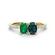1 - Galina 7x5 mm Emerald Cut Emerald and 8x6 mm Oval London Blue Topaz 2 Stone Duo Ring 