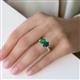 2 - Galina 7x5 mm Emerald Cut Emerald and 8x6 mm Oval London Blue Topaz 2 Stone Duo Ring 