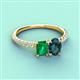 3 - Galina 7x5 mm Emerald Cut Emerald and 8x6 mm Oval London Blue Topaz 2 Stone Duo Ring 