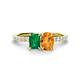 1 - Galina 7x5 mm Emerald Cut Emerald and 8x6 mm Oval Citrine 2 Stone Duo Ring 