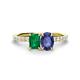 1 - Galina 7x5 mm Emerald Cut Emerald and 8x6 mm Oval Iolite 2 Stone Duo Ring 