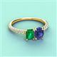 3 - Galina 7x5 mm Emerald Cut Emerald and 8x6 mm Oval Iolite 2 Stone Duo Ring 
