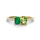1 - Galina 7x5 mm Emerald Cut Emerald and 8x6 mm Oval Peridot 2 Stone Duo Ring 