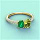 3 - Galina 7x5 mm Emerald Cut Emerald and 8x6 mm Oval Peridot 2 Stone Duo Ring 