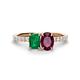 1 - Galina 7x5 mm Emerald Cut Emerald and 8x6 mm Oval Rhodolite Garnet 2 Stone Duo Ring 