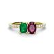 1 - Galina 7x5 mm Emerald Cut Emerald and 8x6 mm Oval Rhodolite Garnet 2 Stone Duo Ring 