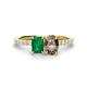 1 - Galina 7x5 mm Emerald Cut Emerald and 8x6 mm Oval Smoky Quartz 2 Stone Duo Ring 