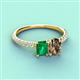3 - Galina 7x5 mm Emerald Cut Emerald and 8x6 mm Oval Smoky Quartz 2 Stone Duo Ring 