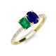 4 - Galina 7x5 mm Emerald Cut Emerald and 8x6 mm Oval Blue Sapphire 2 Stone Duo Ring 