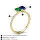 5 - Galina 7x5 mm Emerald Cut Emerald and 8x6 mm Oval Blue Sapphire 2 Stone Duo Ring 