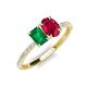 4 - Galina 7x5 mm Emerald Cut Emerald and 8x6 mm Oval Ruby 2 Stone Duo Ring 