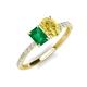 4 - Galina 7x5 mm Emerald Cut Emerald and 8x6 mm Oval Yellow Sapphire 2 Stone Duo Ring 