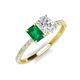 4 - Galina 7x5 mm Emerald Cut Emerald and 8x6 mm Oval White Sapphire 2 Stone Duo Ring 