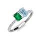 4 - Galina 7x5 mm Emerald Cut Emerald and 8x6 mm Oval Aquamarine 2 Stone Duo Ring 