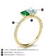 5 - Galina 7x5 mm Emerald Cut Emerald and 8x6 mm Oval Aquamarine 2 Stone Duo Ring 