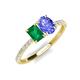 4 - Galina 7x5 mm Emerald Cut Emerald and 8x6 mm Oval Tanzanite 2 Stone Duo Ring 