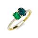 4 - Galina 7x5 mm Emerald Cut Emerald and 8x6 mm Oval London Blue Topaz 2 Stone Duo Ring 
