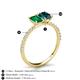 5 - Galina 7x5 mm Emerald Cut Emerald and 8x6 mm Oval London Blue Topaz 2 Stone Duo Ring 