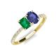 4 - Galina 7x5 mm Emerald Cut Emerald and 8x6 mm Oval Iolite 2 Stone Duo Ring 