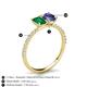 5 - Galina 7x5 mm Emerald Cut Emerald and 8x6 mm Oval Iolite 2 Stone Duo Ring 