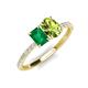 4 - Galina 7x5 mm Emerald Cut Emerald and 8x6 mm Oval Peridot 2 Stone Duo Ring 
