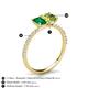 5 - Galina 7x5 mm Emerald Cut Emerald and 8x6 mm Oval Peridot 2 Stone Duo Ring 