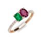 4 - Galina 7x5 mm Emerald Cut Emerald and 8x6 mm Oval Rhodolite Garnet 2 Stone Duo Ring 