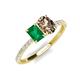 4 - Galina 7x5 mm Emerald Cut Emerald and 8x6 mm Oval Smoky Quartz 2 Stone Duo Ring 