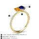5 - Galina 7x5 mm Emerald Cut Citrine and 8x6 mm Oval Blue Sapphire 2 Stone Duo Ring 