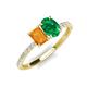 4 - Galina 7x5 mm Emerald Cut Citrine and 8x6 mm Oval Emerald 2 Stone Duo Ring 