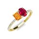 4 - Galina 7x5 mm Emerald Cut Citrine and 8x6 mm Oval Ruby 2 Stone Duo Ring 