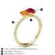 5 - Galina 7x5 mm Emerald Cut Citrine and 8x6 mm Oval Ruby 2 Stone Duo Ring 