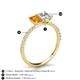 5 - Galina 7x5 mm Emerald Cut Citrine and GIA Certified 8x6 mm Oval Diamond 2 Stone Duo Ring 