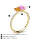 5 - Galina 7x5 mm Emerald Cut Citrine and 8x6 mm Oval Pink Sapphire 2 Stone Duo Ring 