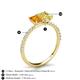 5 - Galina 7x5 mm Emerald Cut Citrine and 8x6 mm Oval Yellow Sapphire 2 Stone Duo Ring 