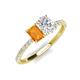 4 - Galina 7x5 mm Emerald Cut Citrine and 8x6 mm Oval White Sapphire 2 Stone Duo Ring 