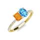 4 - Galina 7x5 mm Emerald Cut Citrine and 8x6 mm Oval Blue Topaz 2 Stone Duo Ring 