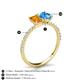 5 - Galina 7x5 mm Emerald Cut Citrine and 8x6 mm Oval Blue Topaz 2 Stone Duo Ring 