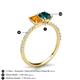 5 - Galina 7x5 mm Emerald Cut Citrine and 8x6 mm Oval London Blue Topaz 2 Stone Duo Ring 