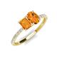4 - Galina 7x5 mm Emerald Cut Citrine and 8x6 mm Oval Citrine 2 Stone Duo Ring 