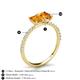 5 - Galina 7x5 mm Emerald Cut Citrine and 8x6 mm Oval Citrine 2 Stone Duo Ring 