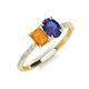 4 - Galina 7x5 mm Emerald Cut Citrine and 8x6 mm Oval Iolite 2 Stone Duo Ring 