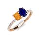 4 - Galina 7x5 mm Emerald Cut Citrine and 8x6 mm Oval Blue Sapphire 2 Stone Duo Ring 