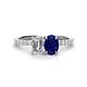 1 - Galina 7x5 mm Emerald Cut Forever Brilliant Moissanite and 8x6 mm Oval Blue Sapphire 2 Stone Duo Ring 