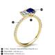 5 - Galina 7x5 mm Emerald Cut Forever Brilliant Moissanite and 8x6 mm Oval Blue Sapphire 2 Stone Duo Ring 