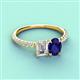3 - Galina 7x5 mm Emerald Cut Forever One Moissanite and 8x6 mm Oval Blue Sapphire 2 Stone Duo Ring 